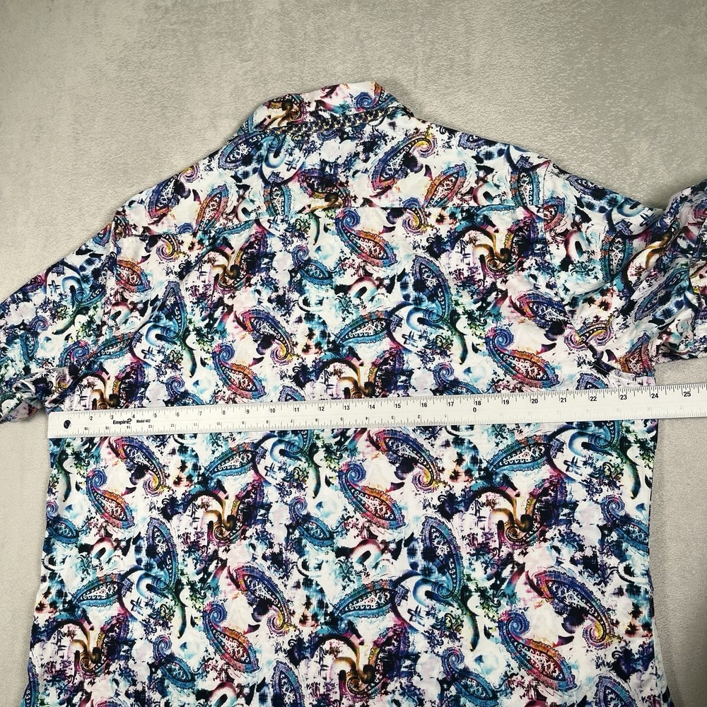 Robert Graham Mens XL Shirt Short Sleeve Paisley Multicolor Classic Fit Cotton - Picture 6 of 9